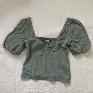 Abercrombie & Fitch Green Linen Crop Top